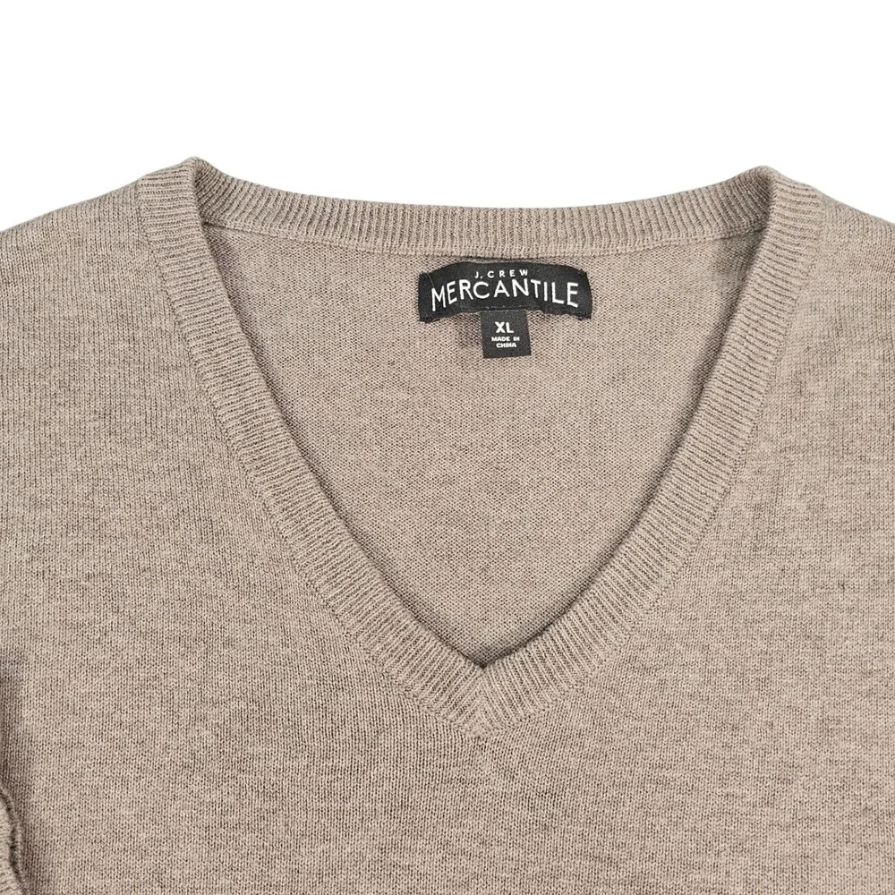 J Crew Mercantile Mens Merino Wool Blend Sweater Tan V Neck Pullover XL